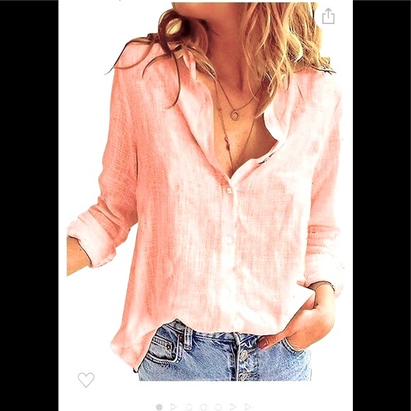 astylish Tops - Astylish Roll up Sleeve Button Down Blouse new